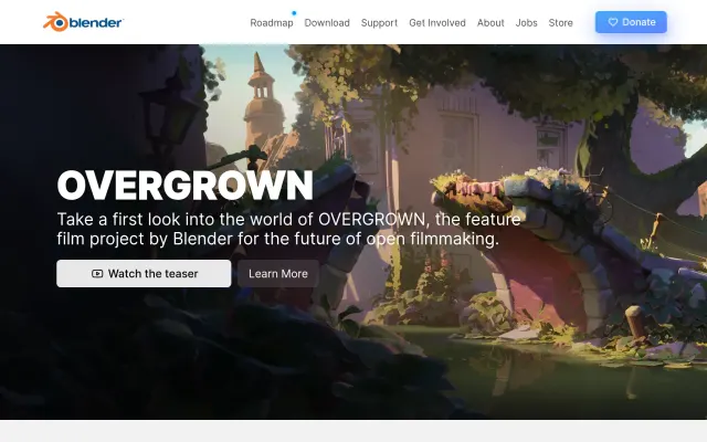 Thumbnail of the Blender home page