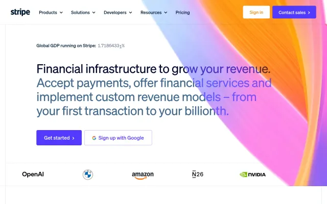 Thumbnail of the Stripe home page